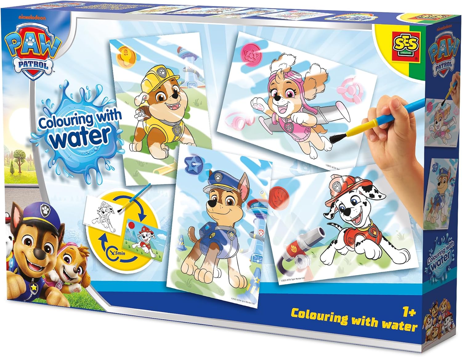 SES Creative -Paw Patrol-Water Coloring Pages-Jump Pack-Suitable for very young children from 1 year-old-Gift idea-4 printed cards with Paw Patrol illustrations-1+
