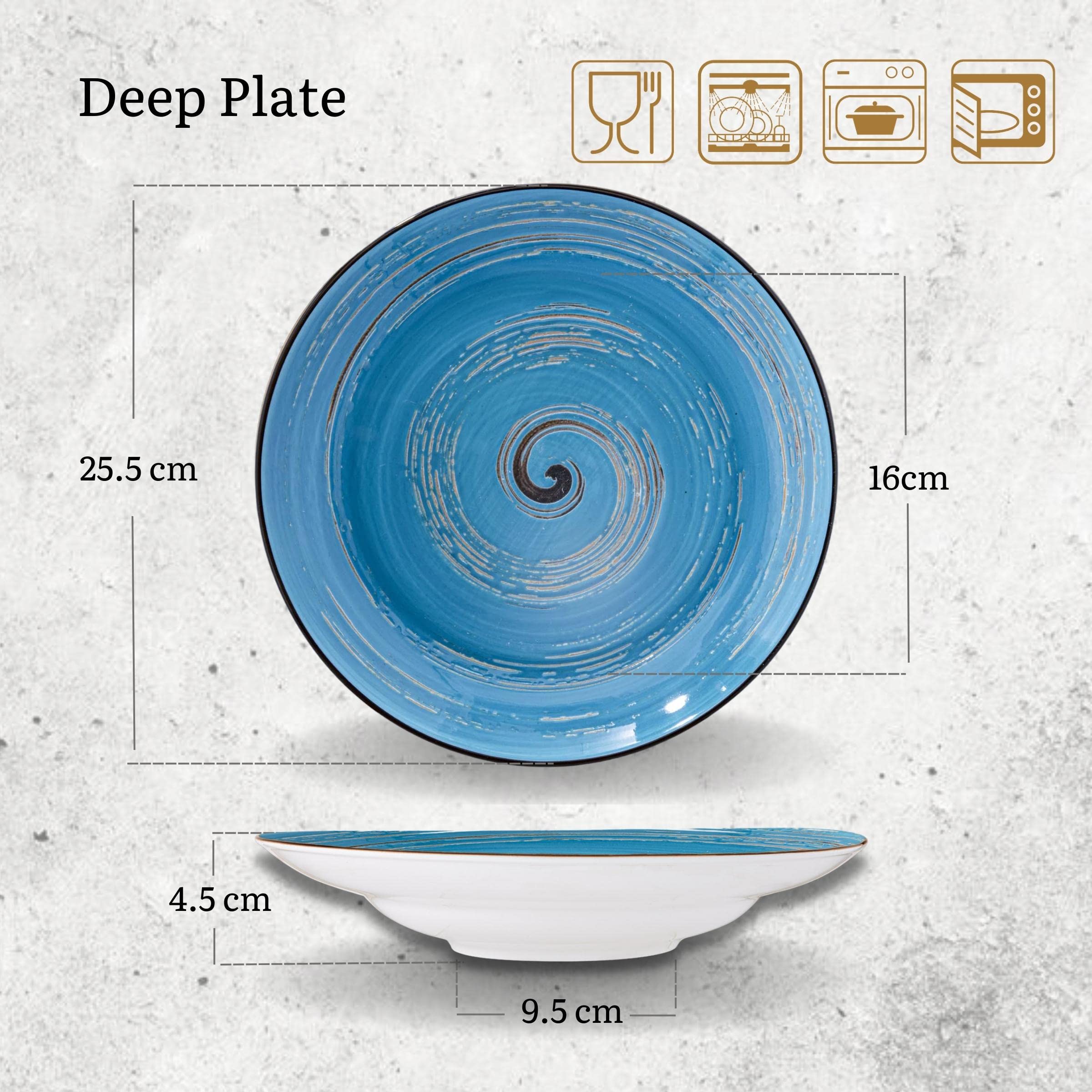 Wilmax Spiral - Juego de 2 platos hondos (2 unidades, elegantes, modernos, duraderos, seguros, porcelana esmaltada, resistente a los arañazos, apto para lavavajillas, para sopas, ensaladas, diámetro: