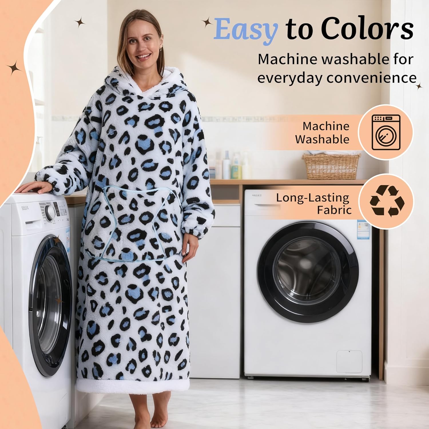 ZXIMU Blanket Hoodie, Wearable Blanket Extra Long Hoodie Blanket for Women Comfy Snugaies for women. - Image 3