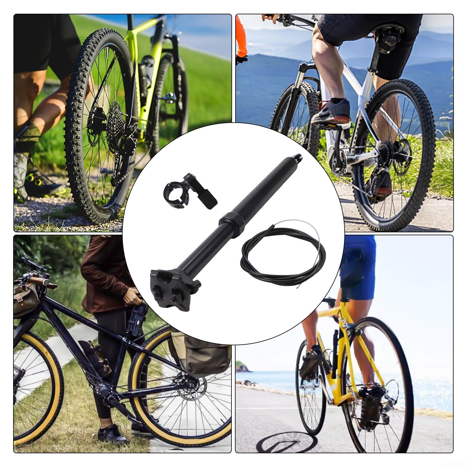 Tija de sillín dropper telescópica de 30,9 mm de aleación con altura ajustable, tubo de sillín para bicicleta de montaña con mando a distancia y paso de cable interno, 425 mm