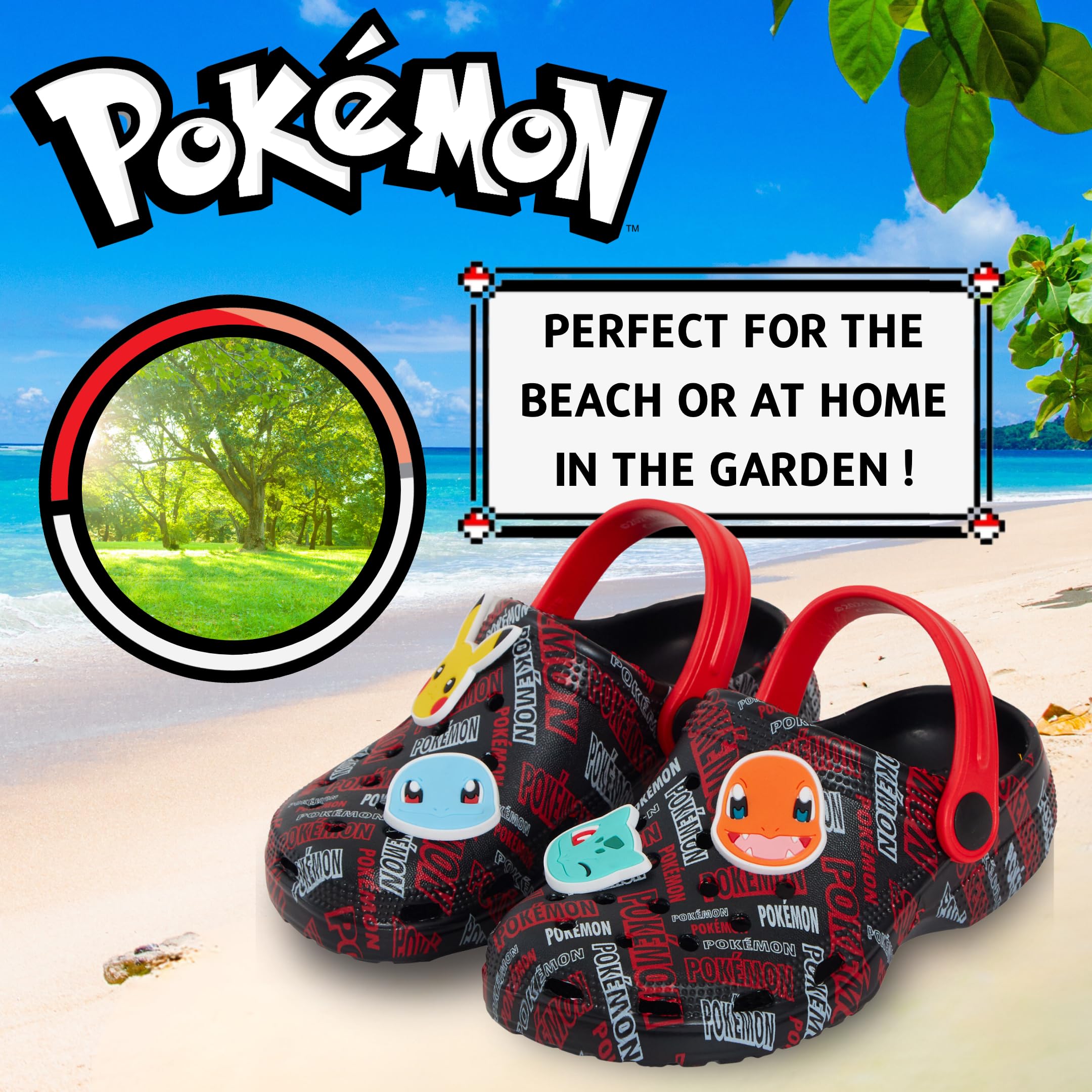 Pokemon chodaki z zawieszkami, dziewczęce, chłopcy, sandały, letnie suwaki z paskiem na kostkę, wakacyjne buty plażowe