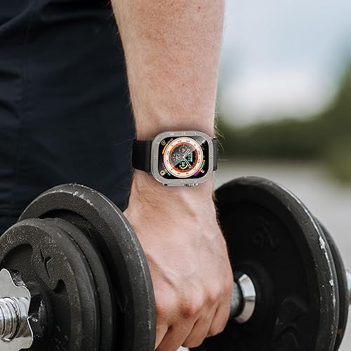 Miniatura 6 de Paquete de 2 protectores de pantalla de vidrio templado con marco de aleación de titanio compatible con Apple Watch Ultra 2Ultra 2Ultra protector de