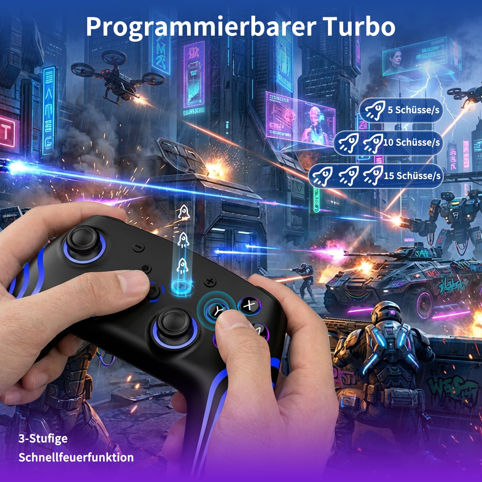 Switch 2 Controller 2 Stück mit Ladestation, Pro Controller RGB Wake-up Gyro-Achse Dual-Vibration Turbo Screenshot