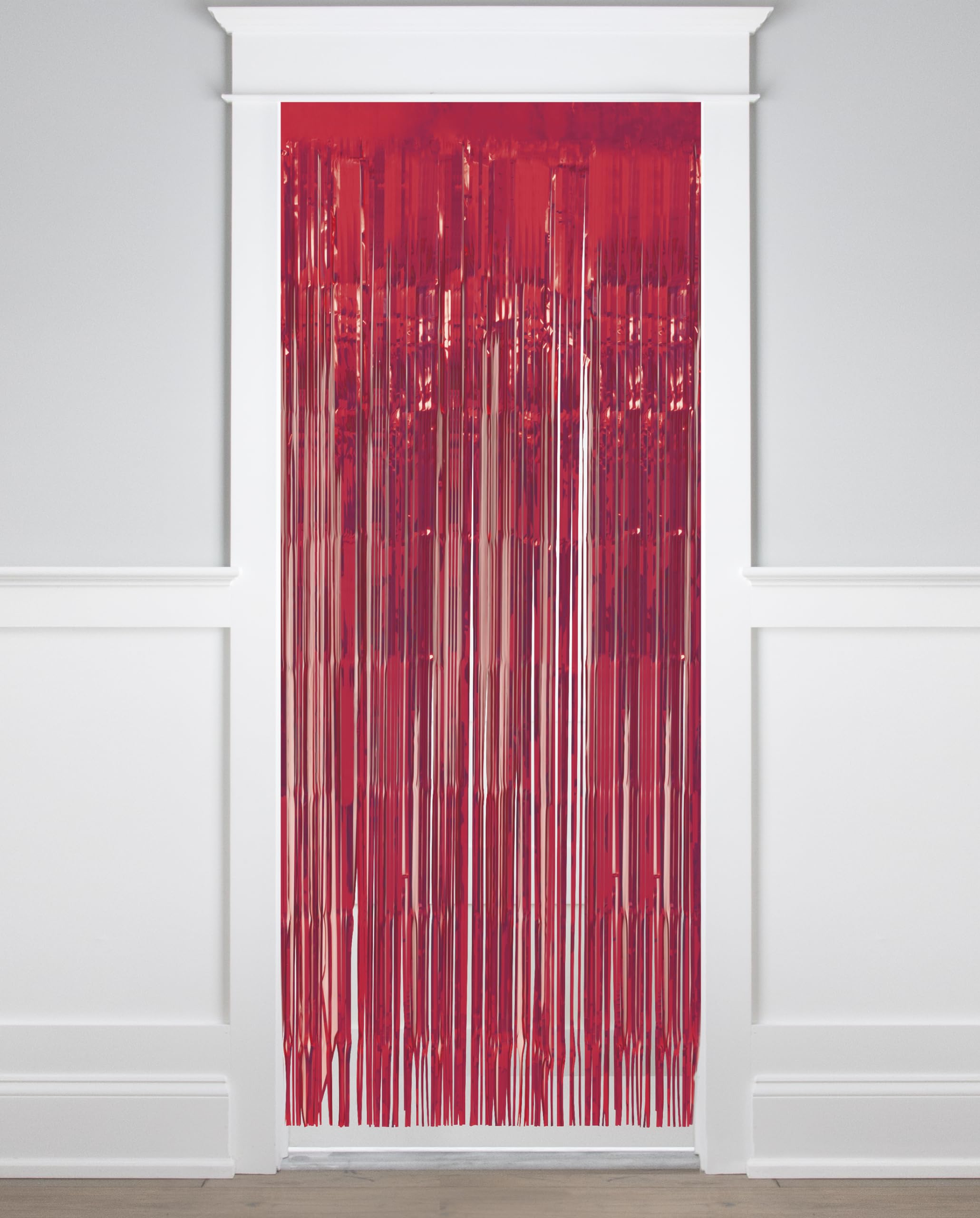 Unique-Cortina de Puerta con Flecos x 2 m-Color Rojo-1 Unidad (Paquete de 1), red (16856)