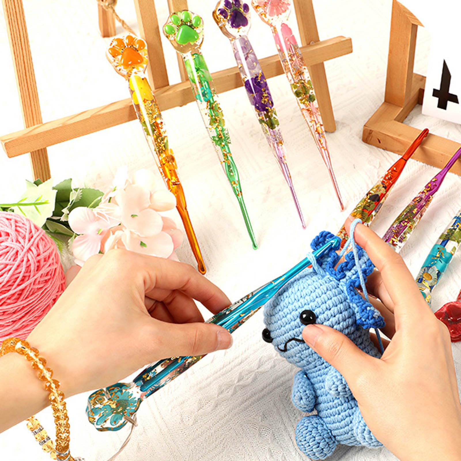 Collection complète de crochets avec de jolies pattes de chats imprimées et des sondes en métal en résine