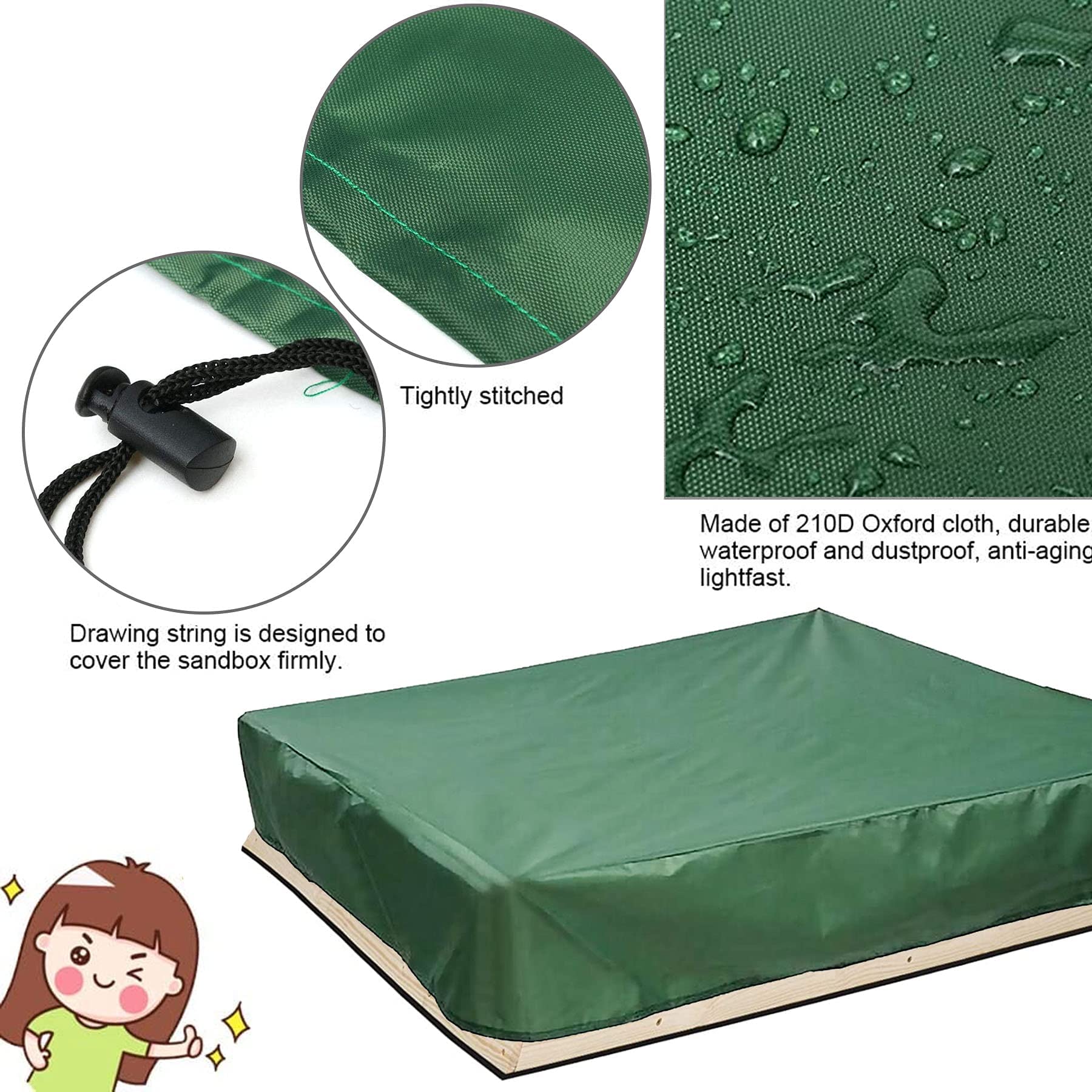 Bâche De Protection Bac à Sable - Tissu Oxford Imperméable 120x120cm - Anti-Poussière