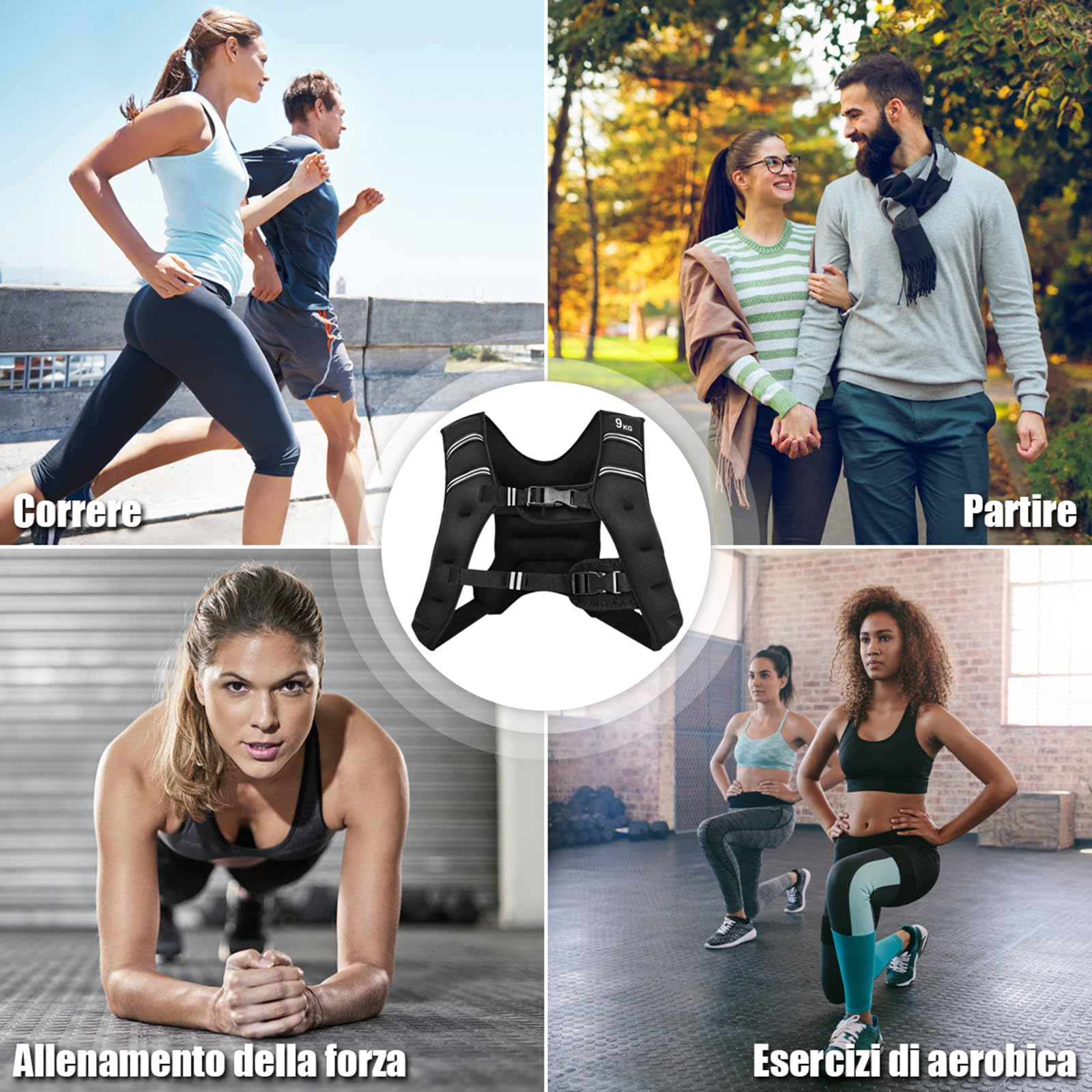 COSTWAY Gilet con Pesi, Gilet Pesi Allenamento Giubbotto Zavorrato, Universale