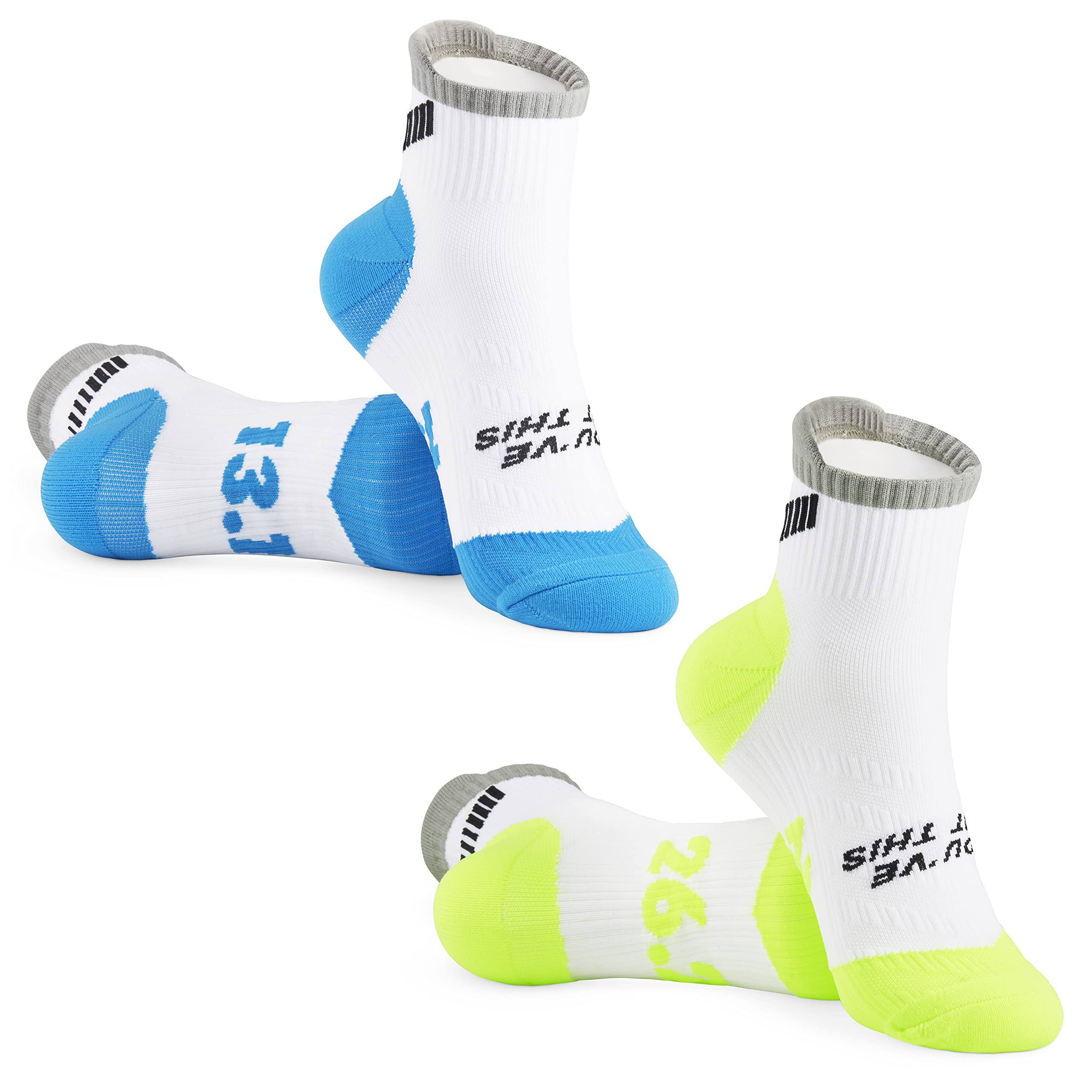 LION SPORTSWEAR Mens & Women's Motivational Running Racing Training Socks Pack of 2- Different Milestone Packs 5k, 10k, Half & Full Marathon