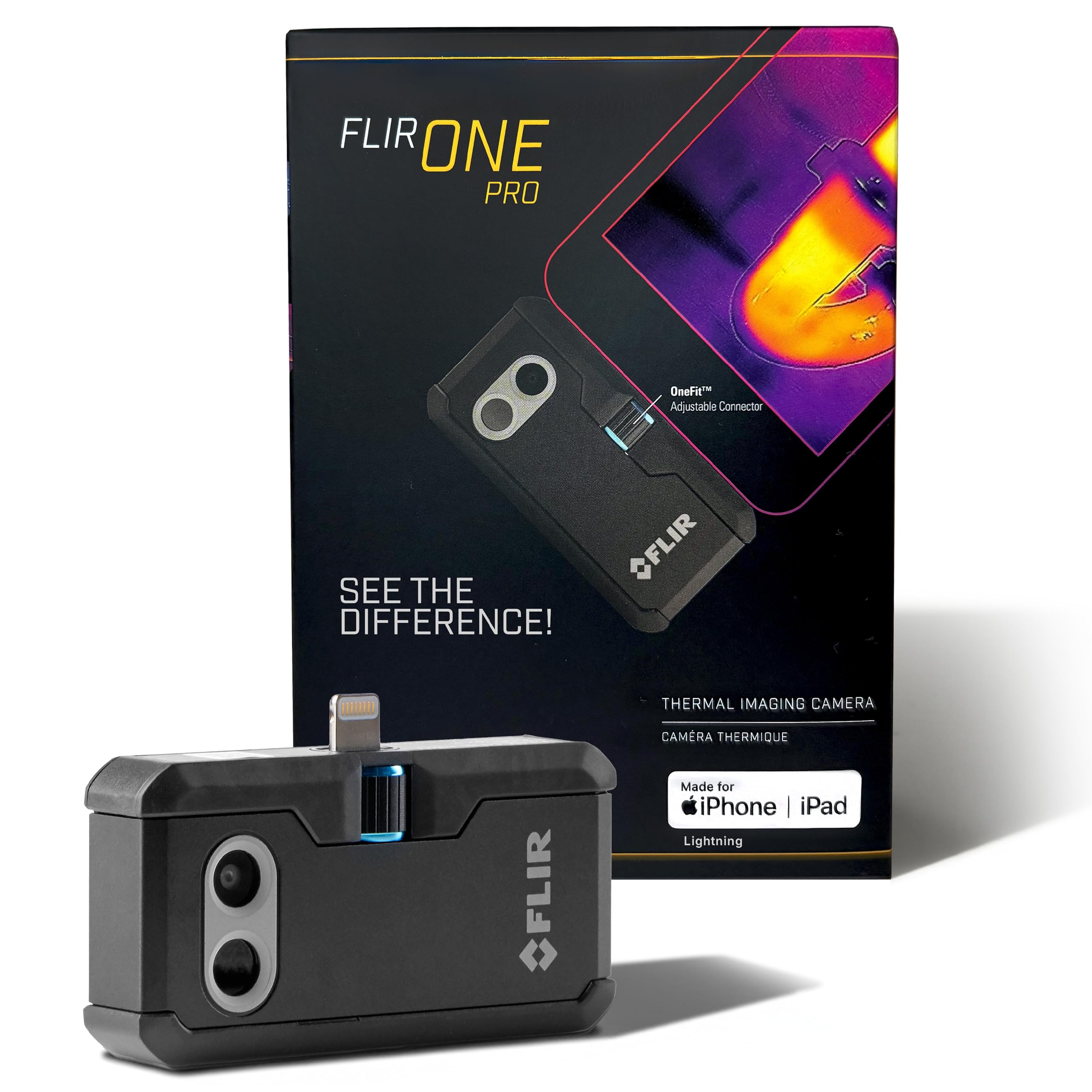 One Pro - Thermal Imaging Camera for iOS Smartphones (iPhone 14 and older w/Lightning Port), 480x360 Super Resolution (160x120 native IR)