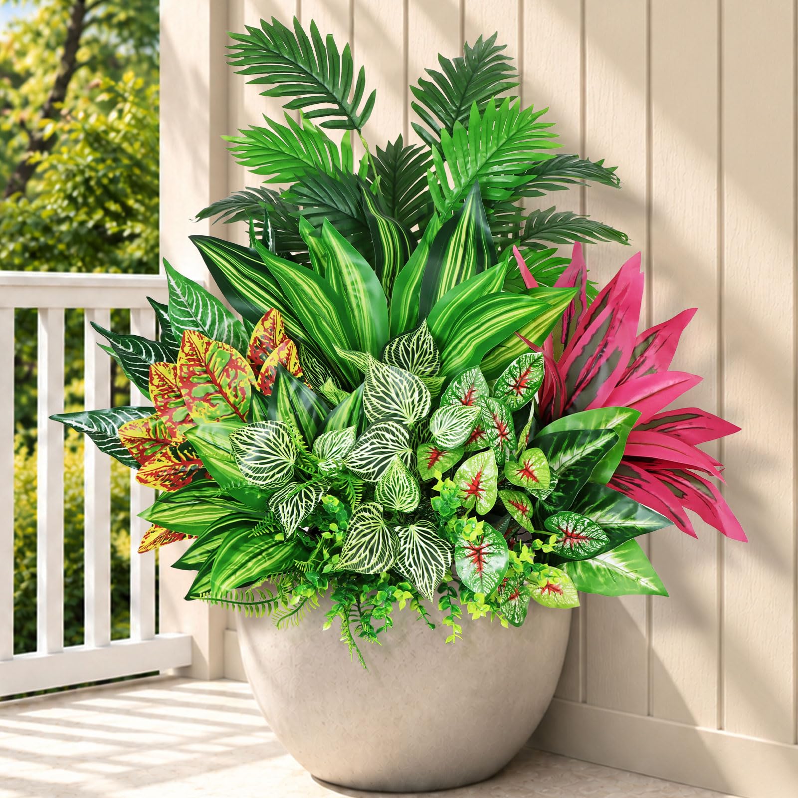 Weldomcor 11PCS Artificial Plants Outdoor UV Resistant Fake Plants