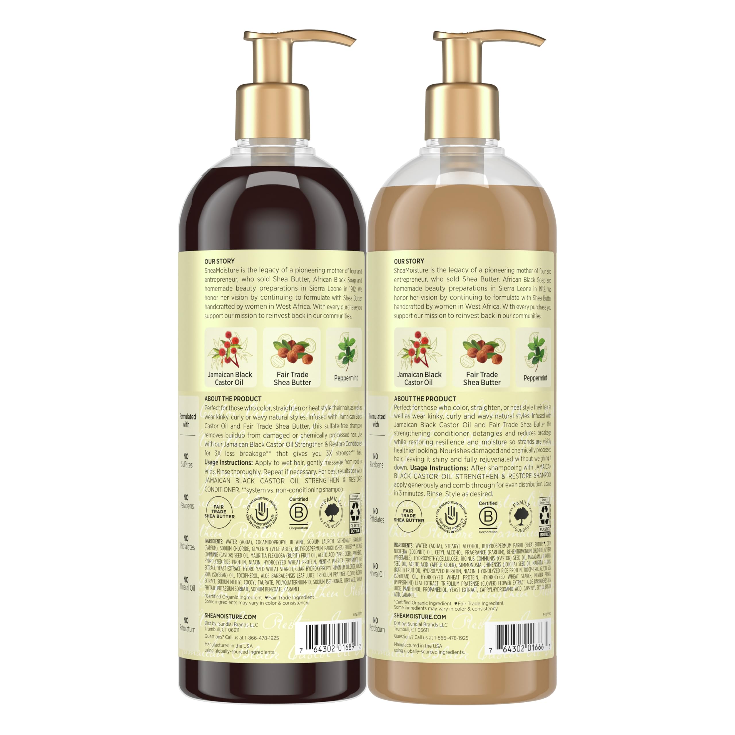 SheaMoisture Strengthen & Restore Shampoo & Conditioner 2-Pack, Jamaican Black Castor Oil, 24 oz