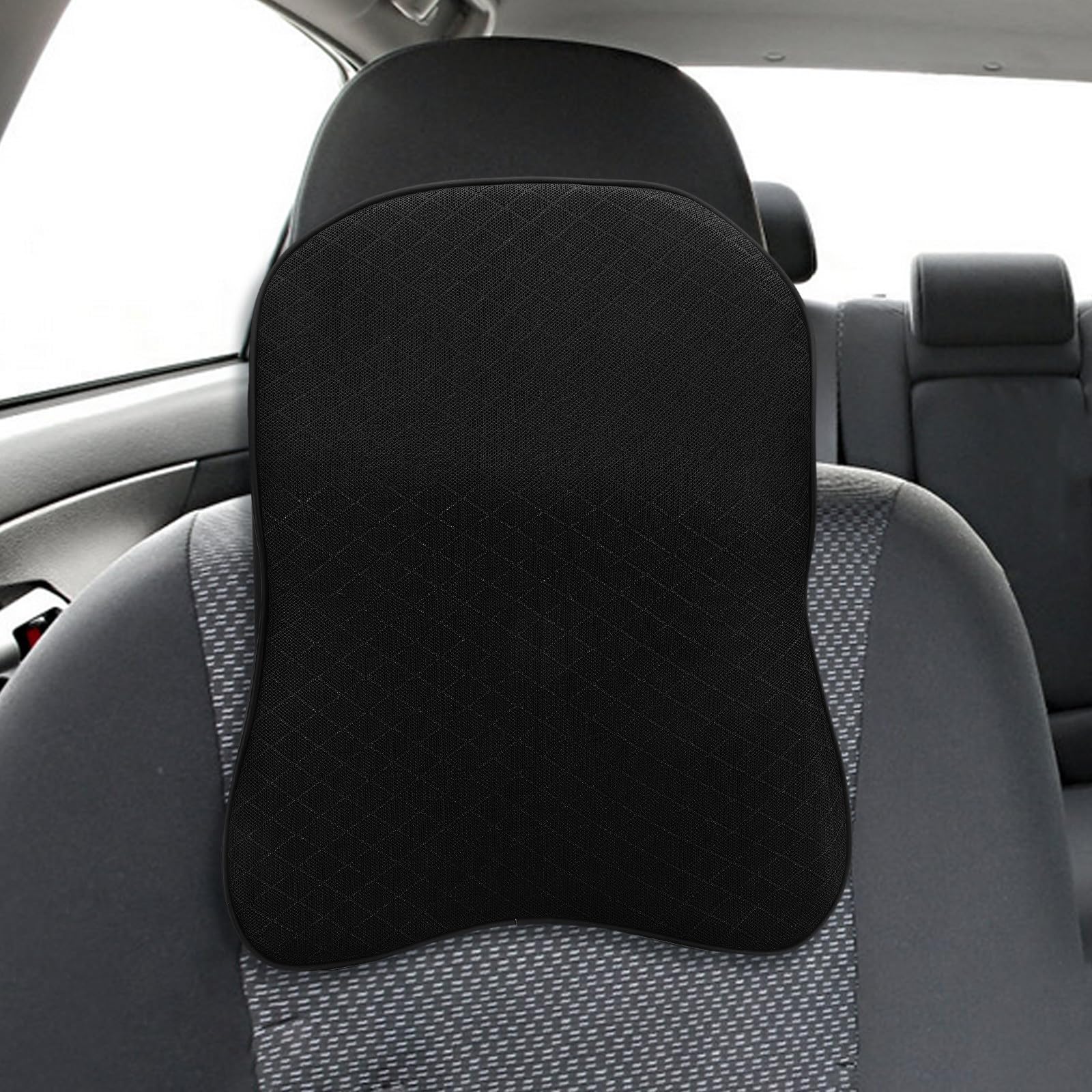 Almohada Cervical de Espuma con Memoria Ajustable para Coche y Oficina Reposacabezas para Viaje y Soporte de Cuello Cojín Negro Ergonómico para Conductores y Pasajeros