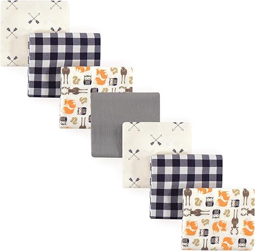 Miniatura 85 de Hudson Baby Paquete de 7 mantas receptoras unisex de franela de algodón para bebé, Dino Friends, talla única Abeja,Azul Verde Dino,Azul