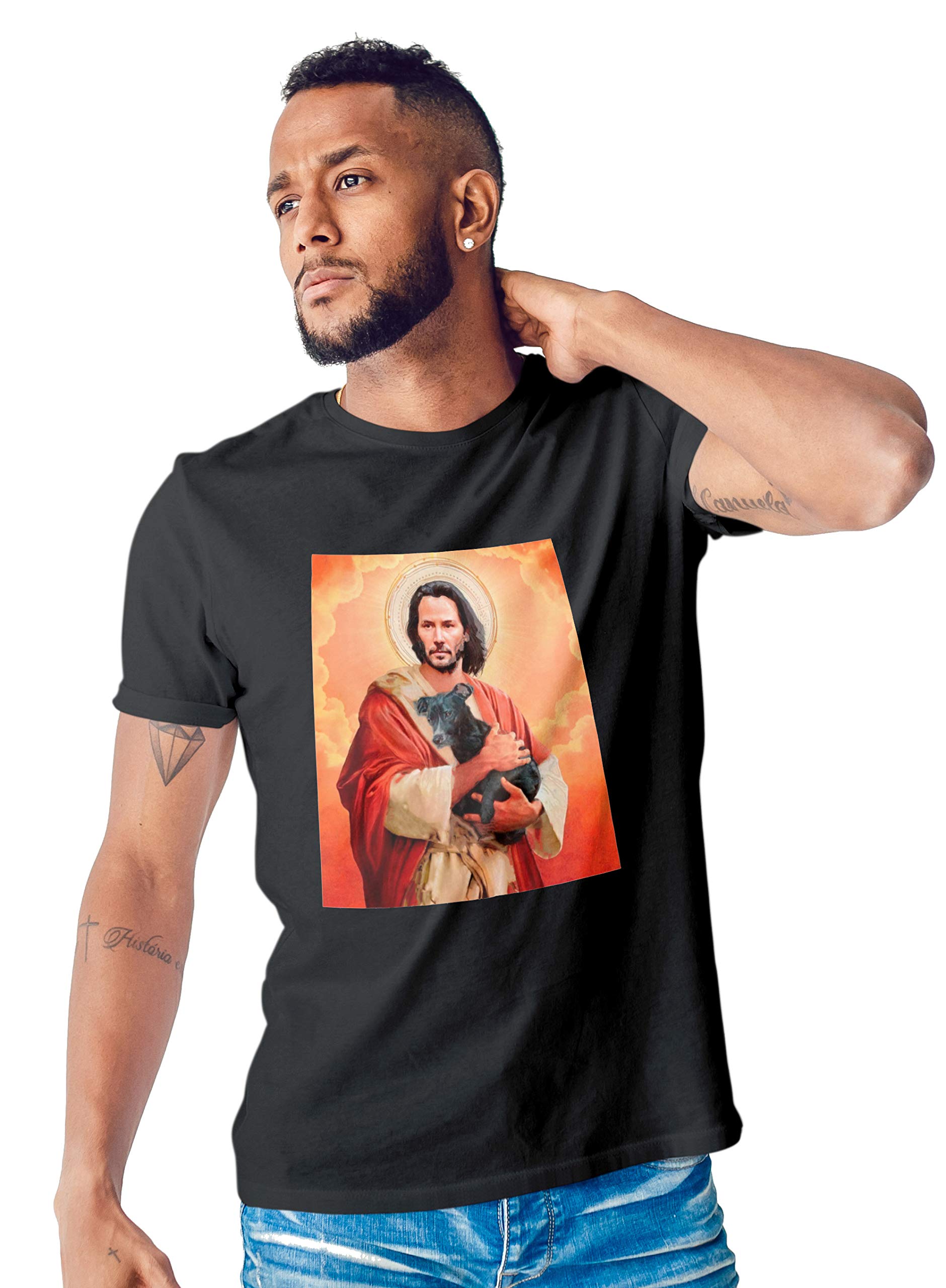 Sloth Cloth The Immortal Keanu Reeves Tshirt for Men (Black) (Medium)