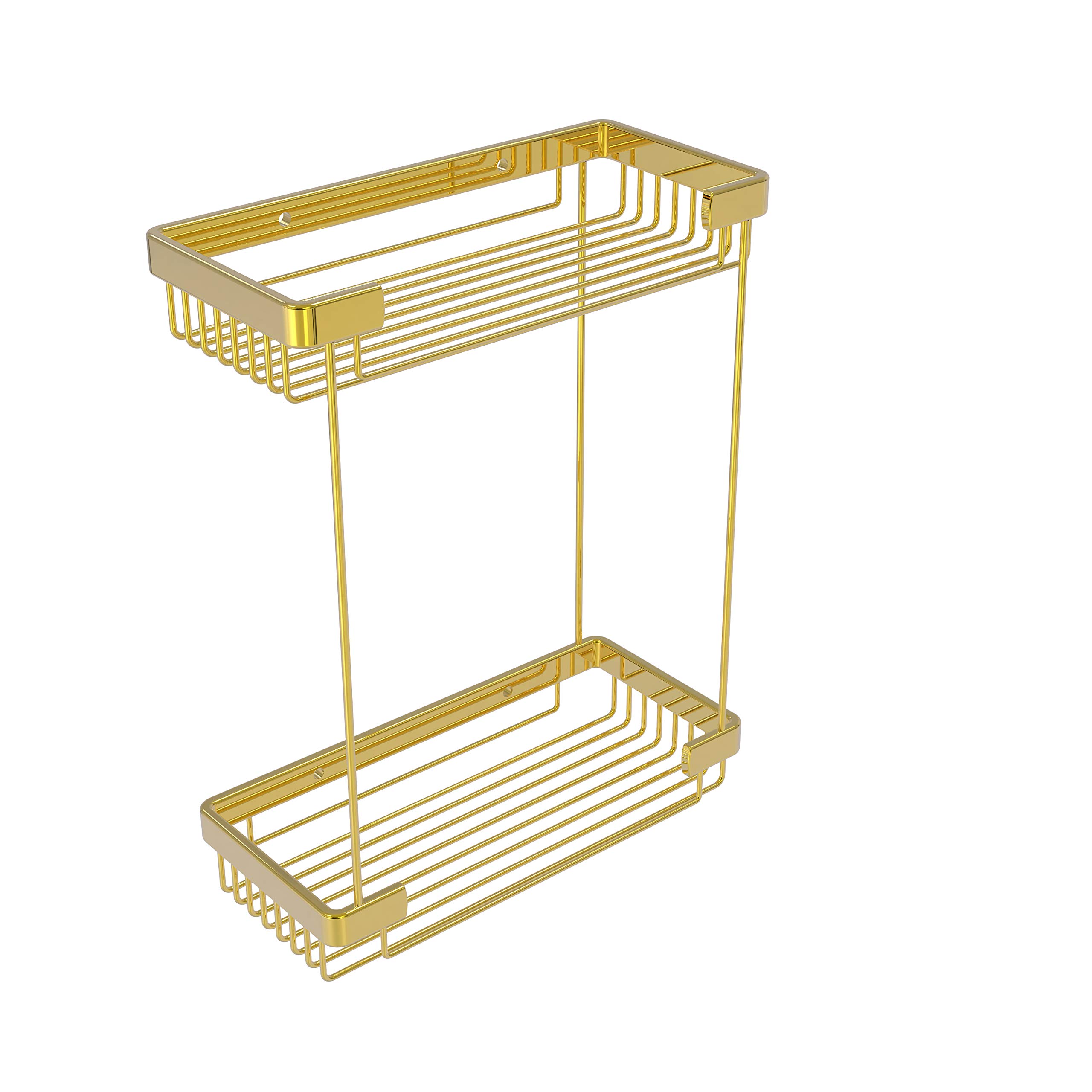 Allied Brass BSK-60DR-PB Double Tier Rectangular Toiletry Shower Basket Polished Brass