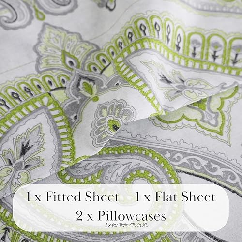 Miniatura 7 de Southshore Fine Living, Inc. - Juego de sábanas estampadas de microfibra, Microfibra, Verde melodía puro, King