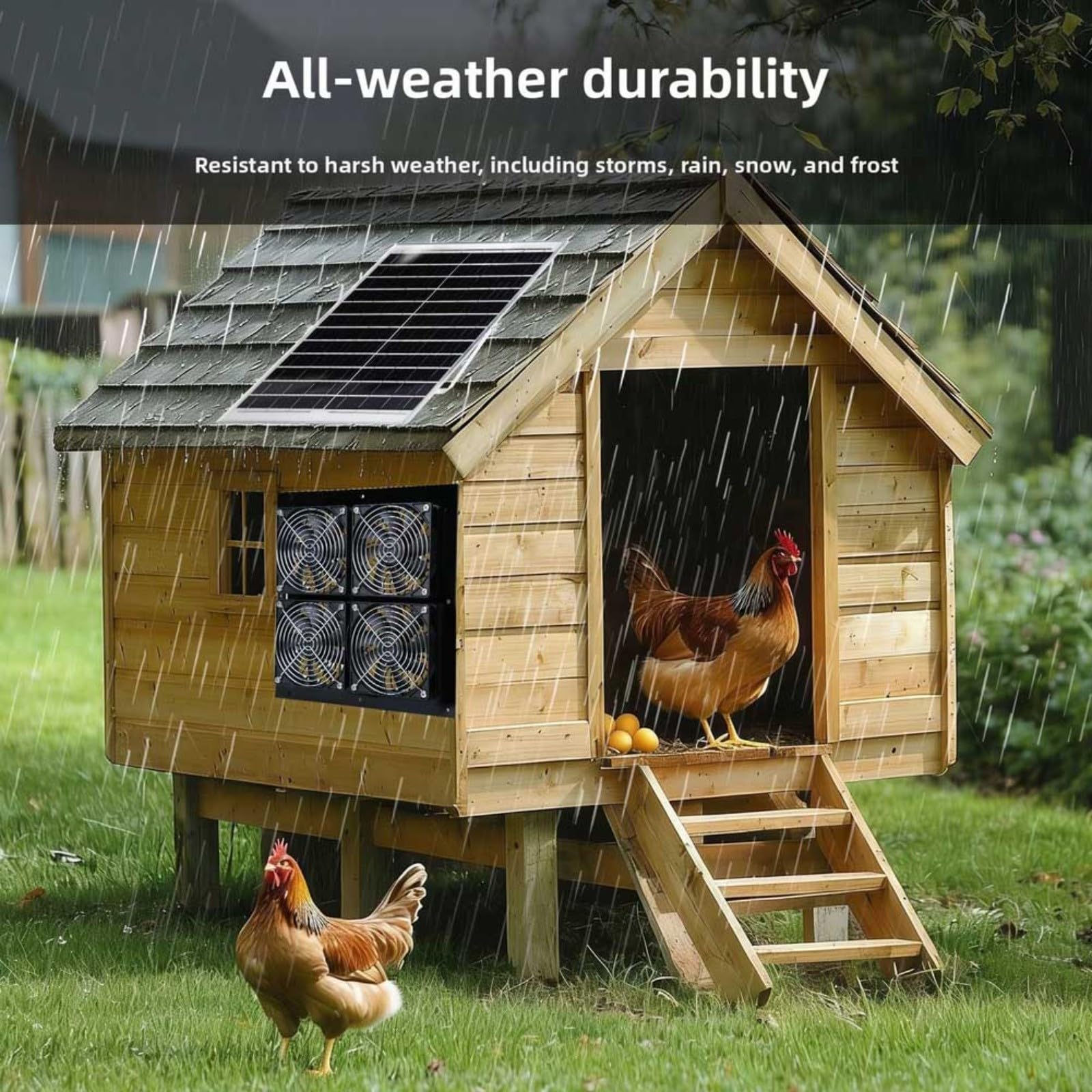 Kit ventola di scarico ad energia solare, 15 W/30 W, 430 CFM, motore brushless ultra silenzioso, pannello IP67, per serra, pollo, camper, capannoni, ventilazione, 20,3 cm (15 W)