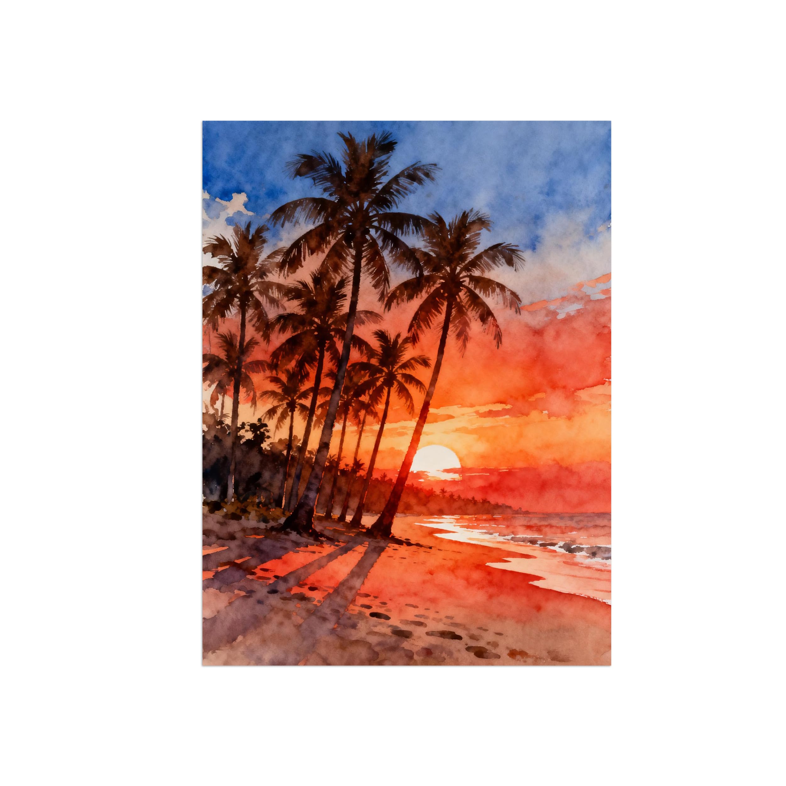 OZPWBVY Palm Tree Sunset Landscape Canvas Wall Art Print Painting 70x90cm Unframed
