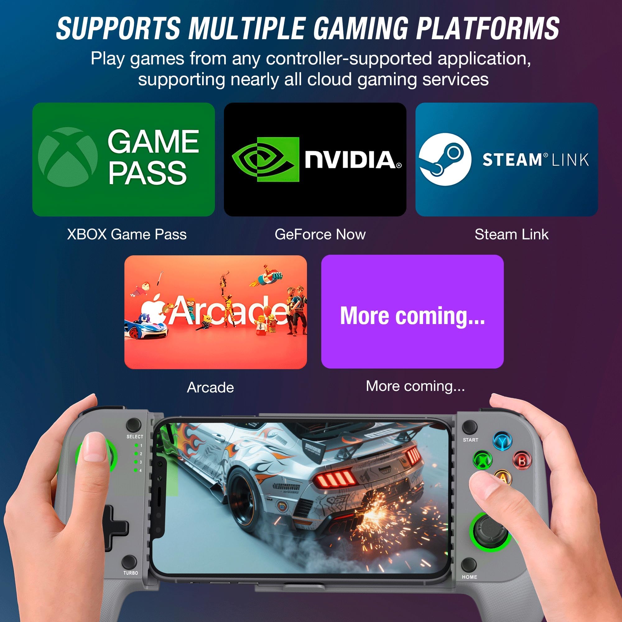 CYOYPPY Controlador de juego móvil para iPhone/Android inalámbrico para videojuegos, compatible con Xbox Game Pass, Steam Link, Call of Duty, Roblox y Minecraft (gris)