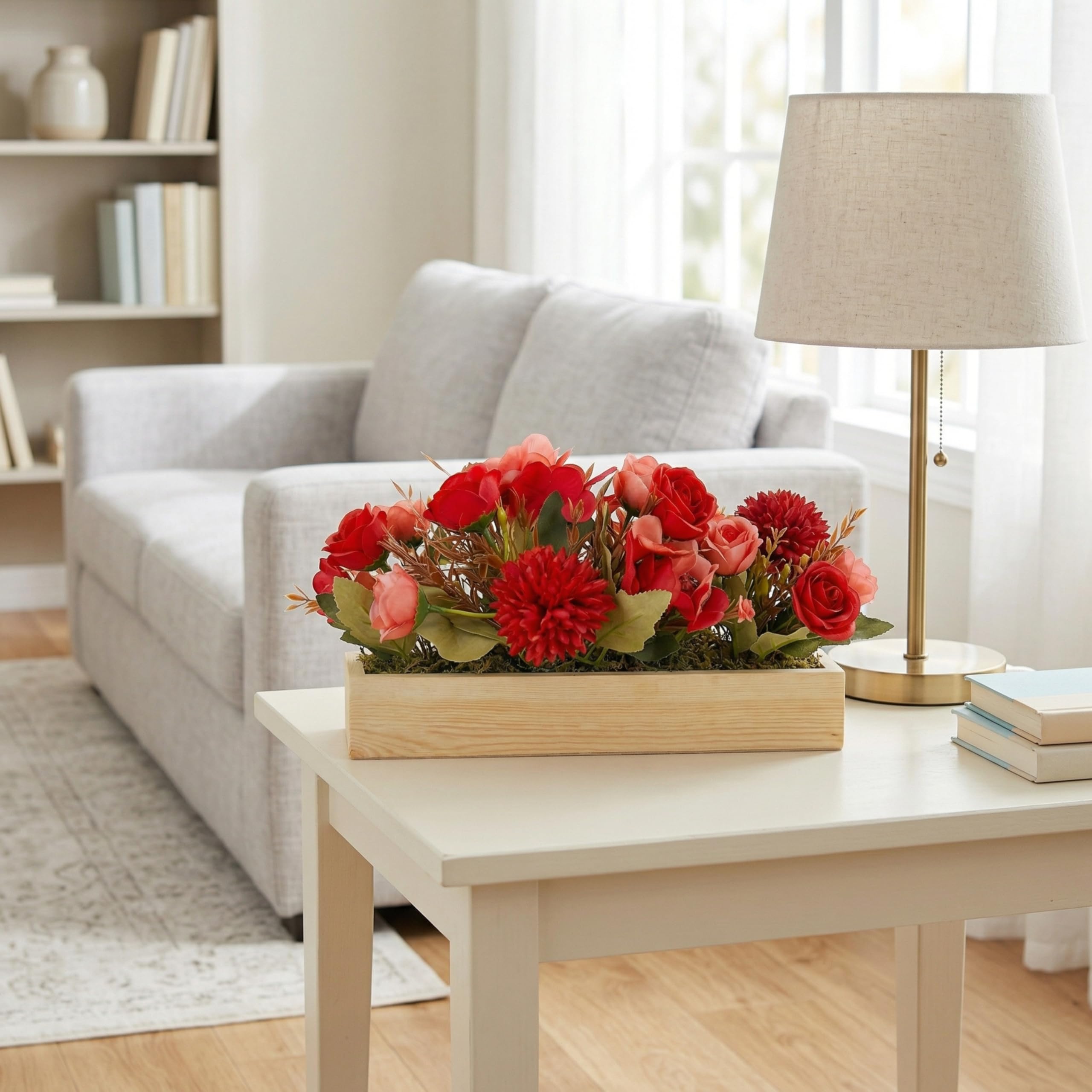 Red Flower Arrangement - Realistic Floral Decor -5