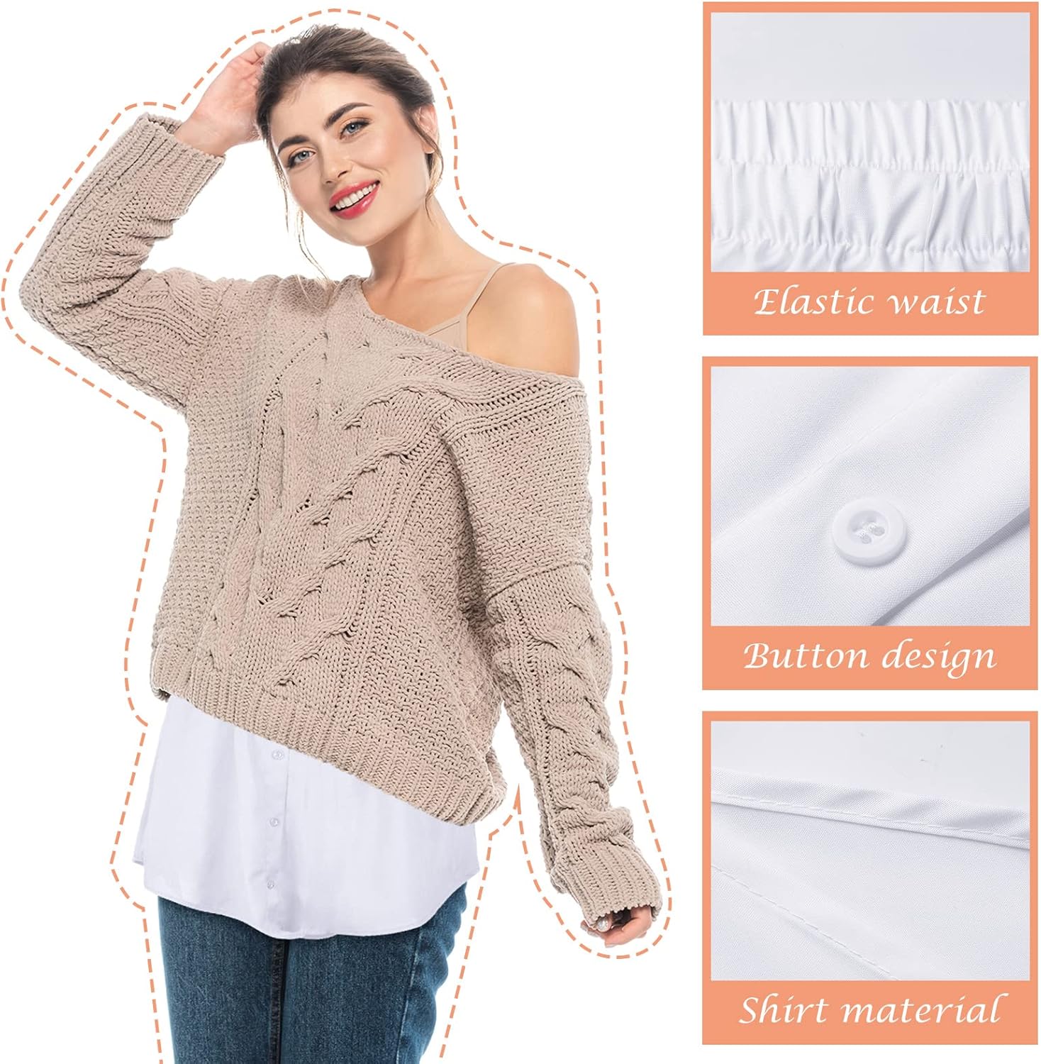 Syhood 2 Pieces Shirt Extenders for Women Shirt Half Length Mini Skirt Adjustable Layered Fake Top Lower Sweep for Women - Image 3