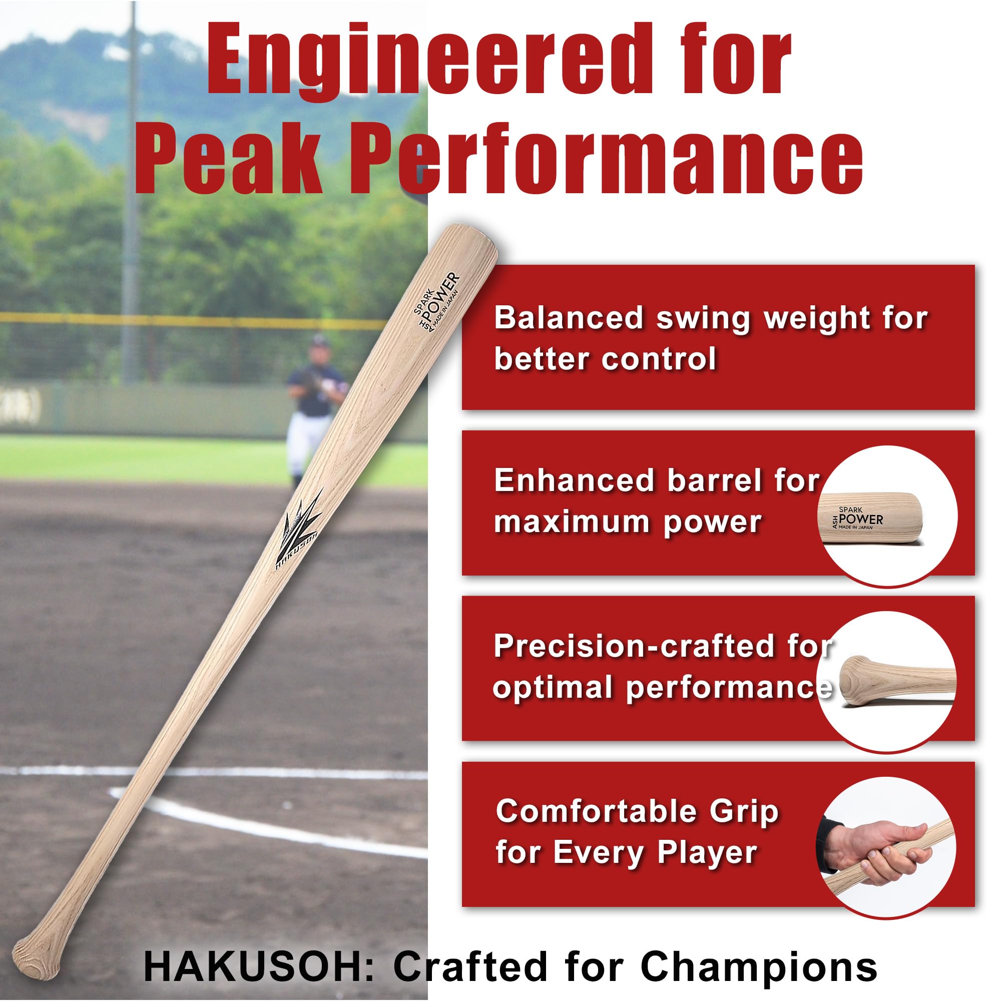 Amazon.com : HAKUSOH Baseball Bat Batting Equipment Ash Wood