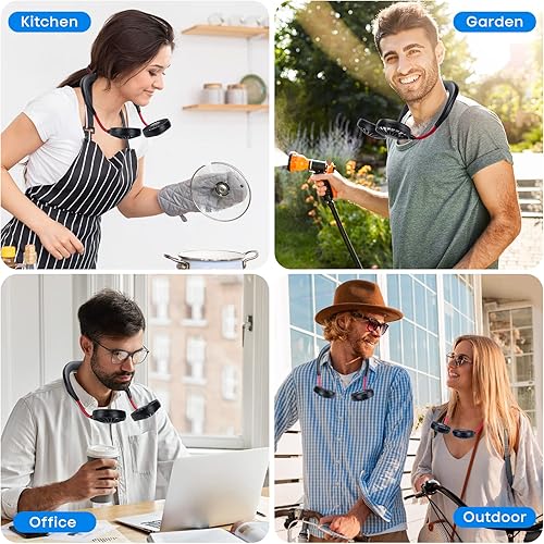 Miniatura 10 de Ventilador de cuello portátil recargable personal ventilador de cuello portátil recargable, ventilador personal manos libres, mini ventilador