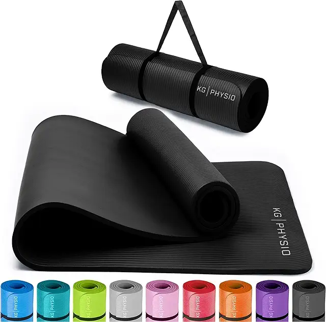 KG PHYSIO Yogamatte - Rutschfeste Gymnastikmatte 8mm mit Tragegurt für Yoga & Fitness