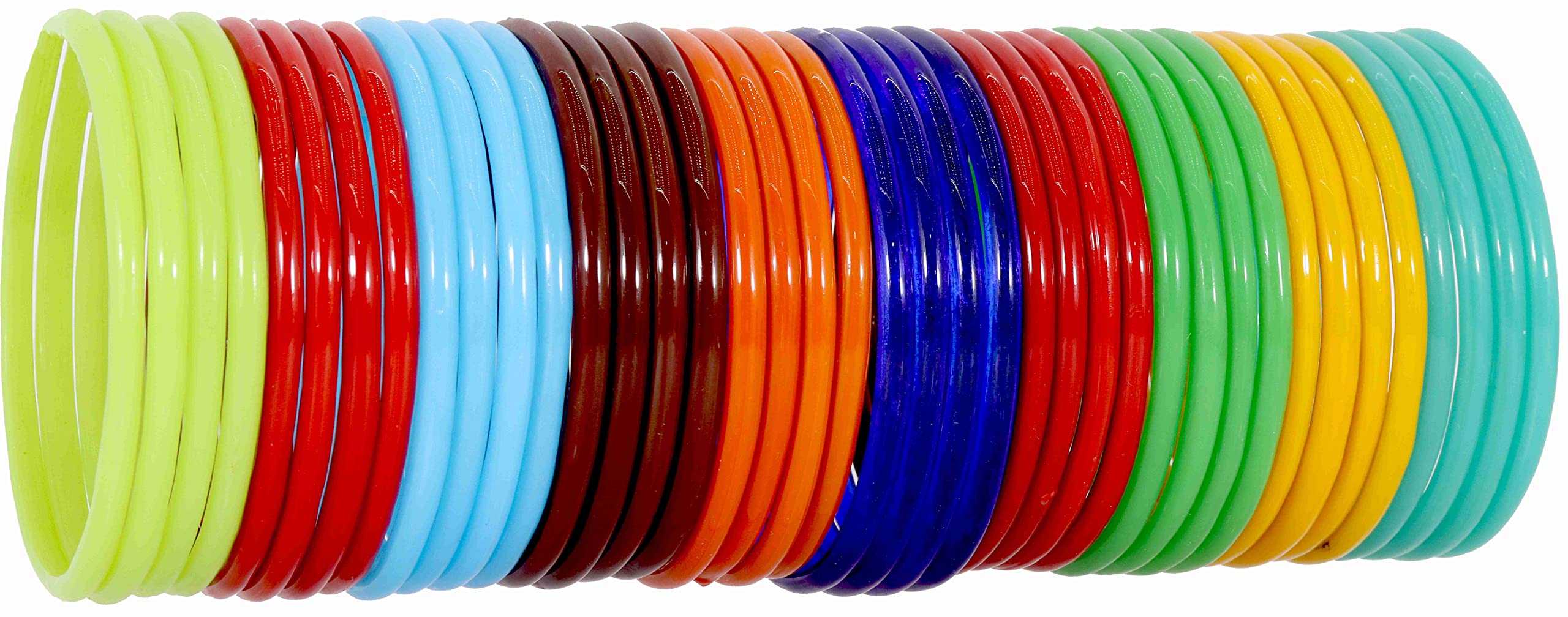 NMII Golden Flower Pattern Glass Bangles/Kada Set for Girls & Women -2.4