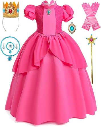 Princess Costume for Girls Cosplay Dress Halloween Birthday Party Dress Up Outfit 3-12Y