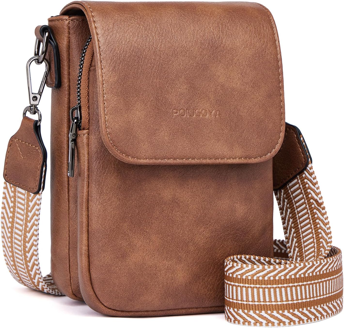 Small Crossbody Bags for Women Trendy,Leather Triple Compartment Cell Phone Crossbody Wallet Purses with Card Slots