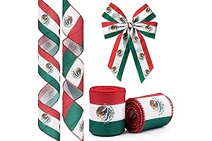 Celebrate Mexican Pride with Festive Ribbons: 2 Rolls of Vibrant Mexican Flag Wired Ribbon