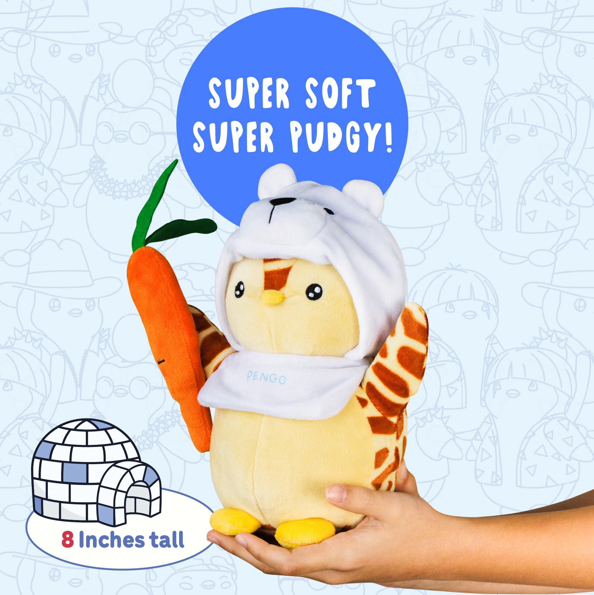 BANDAI Pudgy Penguin Plush Buddy with Carrot Toy, 20 cm - Image 3