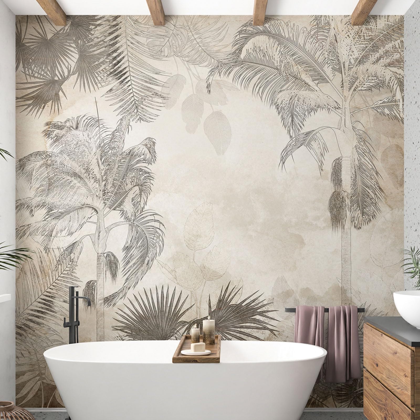Papier peint panoramique forêt tropicale 260x260 tapisserie murale jungle Lumalea