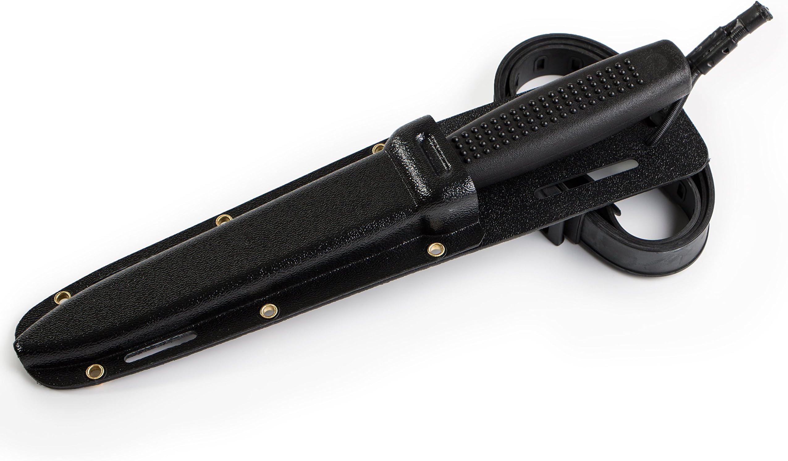 Diving Knife Set: Titanium-Coated Blunt-Tip Blade, Black, Plus Leg Sheath and Straps