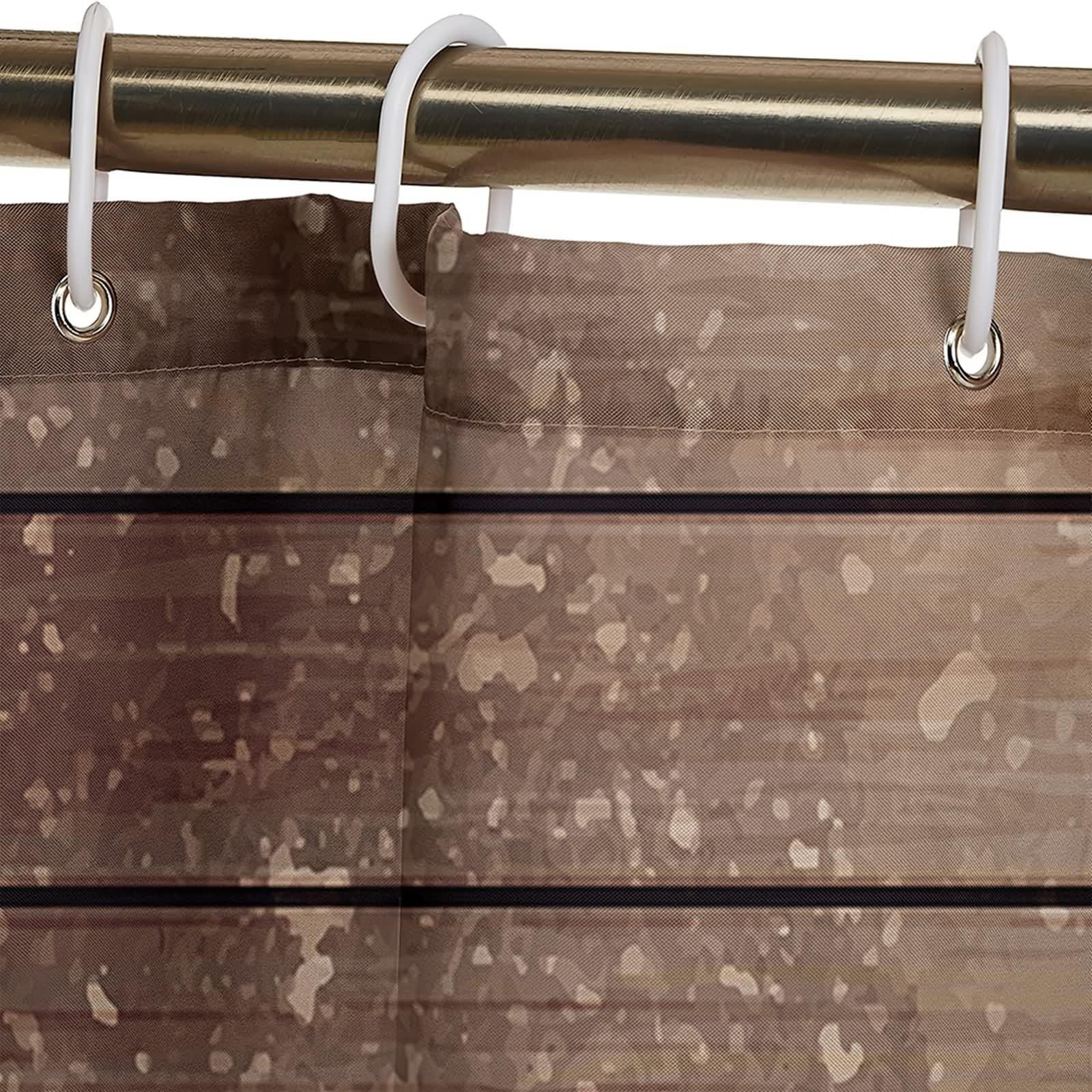 Cortina de ducha de 200 x 200 cm, textil marrón claro, patrón de tabla de madera, cortina de baño antimoho, poliéster, resistente al agua, lavable, para baño, 2 x 2 m de largo (ancho x alto)