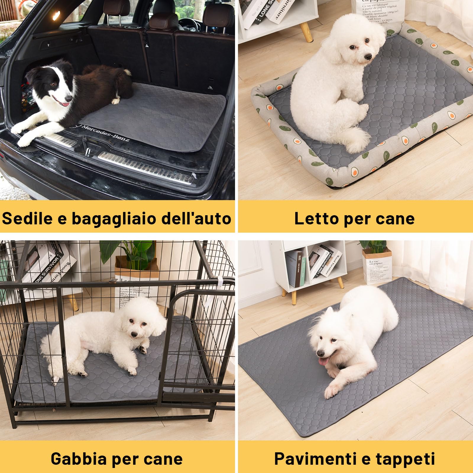 Set di 2 tappetini da allenamento per cani e gatti, extra forti, assorbenti, impermeabili e antiscivolo, lavabili e riutilizzabili, per cuccioli e animali domestici (marrone, 150 x 90 cm)