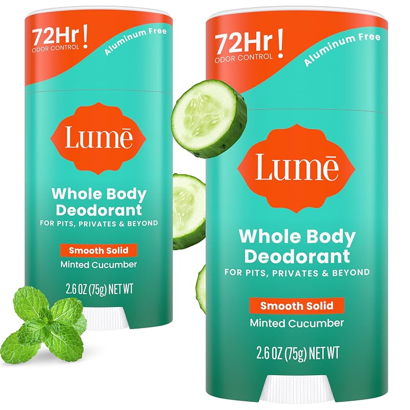 Desodorante corporal Lume em bastão sólido com fragrância Minted Cucumber, pacote com 2