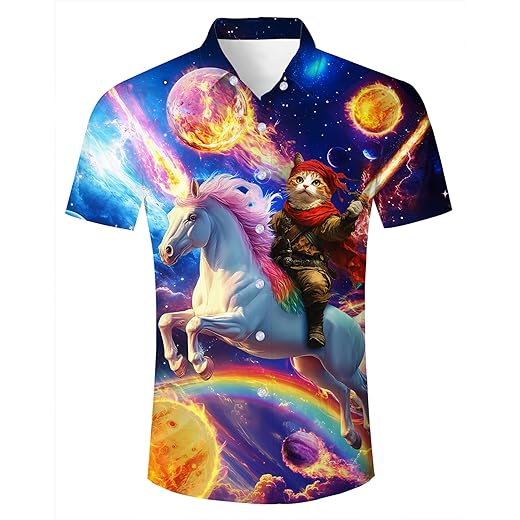 ALISISTER Mens Button Down Short Sleeve Dress Shirt Novelty Hawaiian Holiday Summer Funny Tops