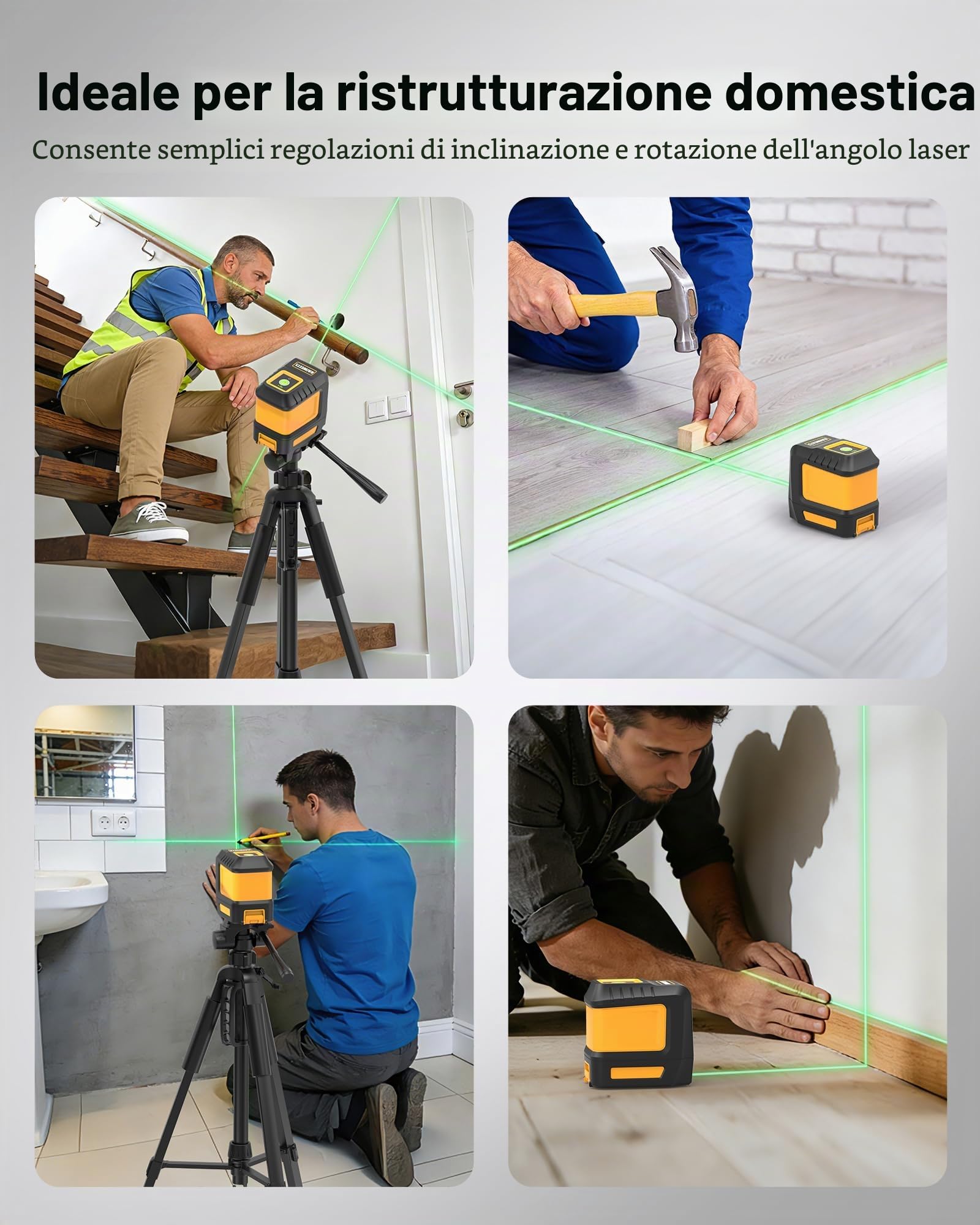 Livella Laser Autolivellante 30m, KAIWEETS Livella Laser Verde con Base Magnetica, Laser a Croce Orizzontale e Verticale con Custodia Protettiva e 2 Batterie