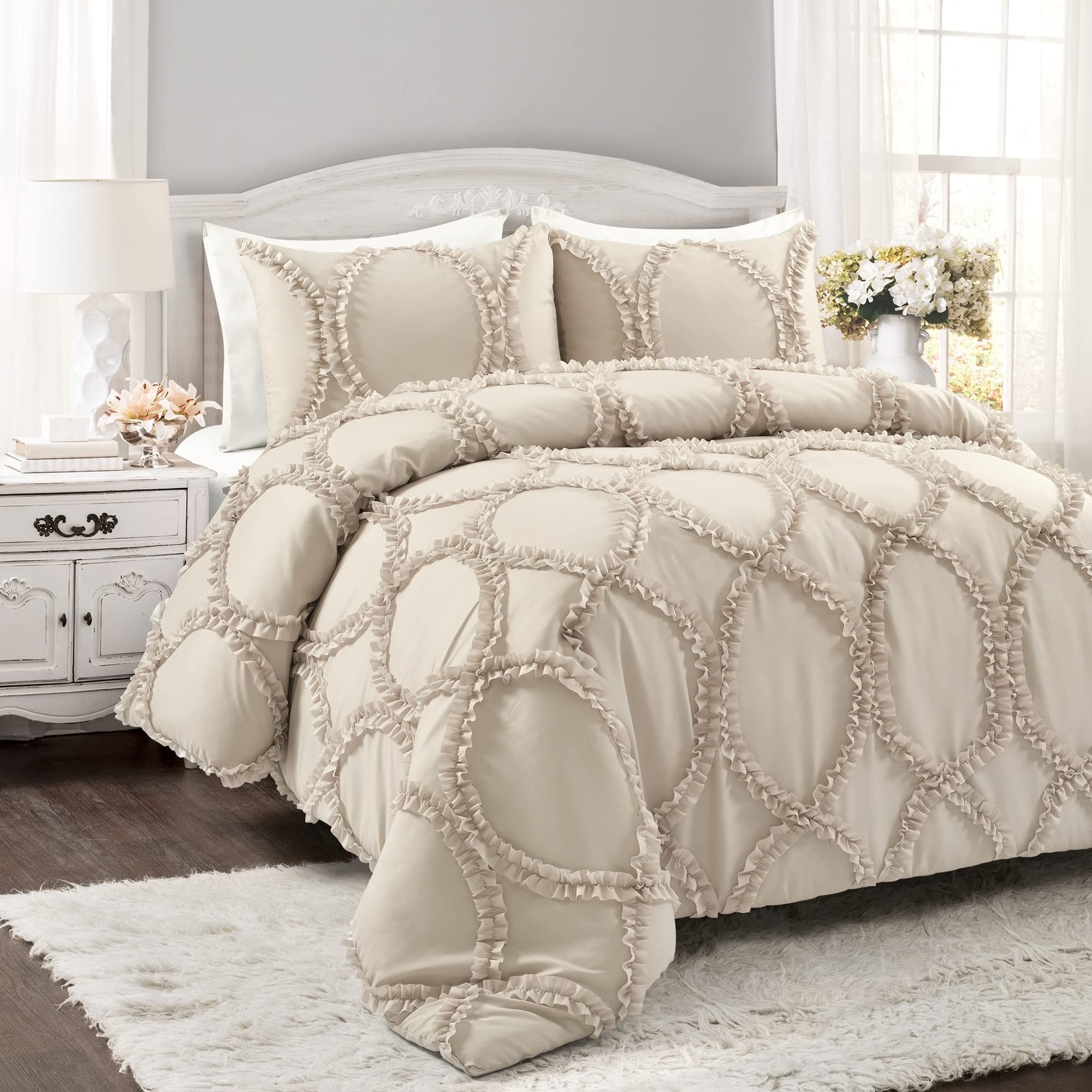 Lush Decor Avon 3-teiliges Bettdecken-Set, Kingsize, neutral