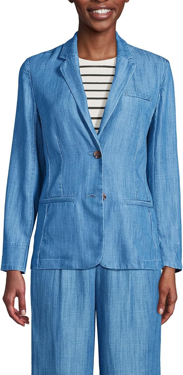 Blazer relajado índigo para mujer de Lands' End hecho con fibras TENCEL