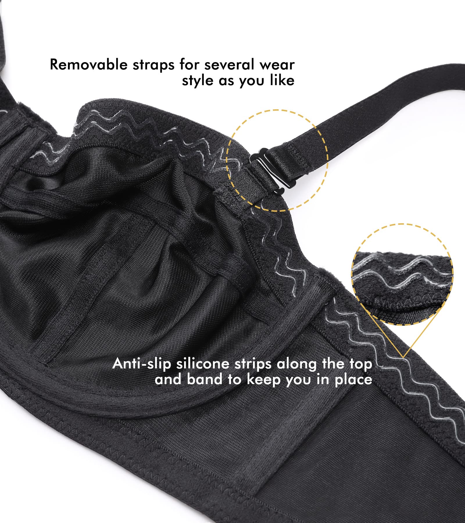 DELIMIRA Femme Soutien-Gorge Grande Taille Bretelle Amovible à Armature Antiglisse