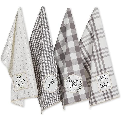 DII Home Sweet Farmhouse Kitchen Collection, Dishtowel Set, 18x28, Gray, 4 Count
