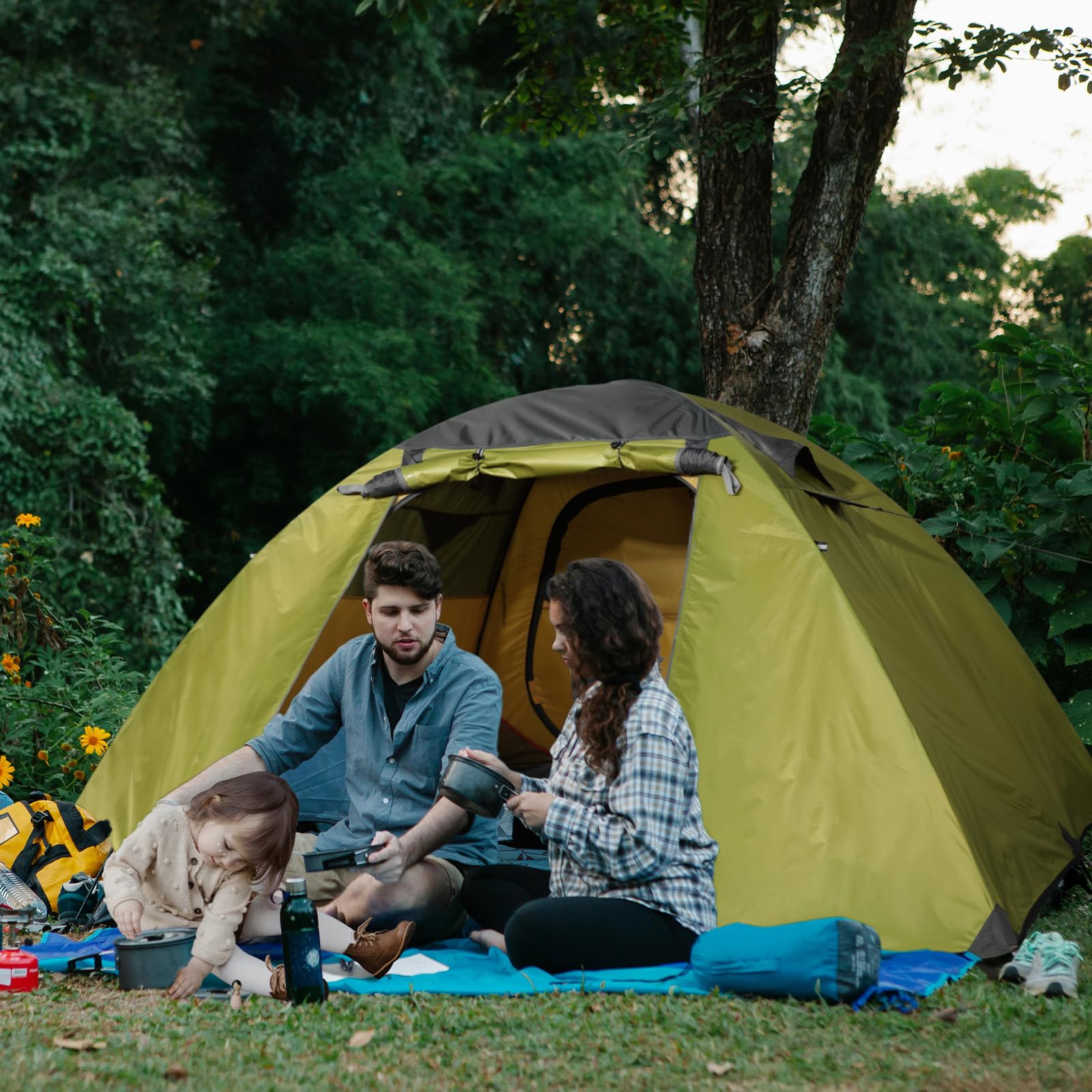 Join Nature Camping Zelt 4 Personen Wasserdicht Winddicht Familienzelt | Doppellagiges Kuppelzelt - Campingzelt Groß Ultraleicht Zelt mit Veranda für Trekking, Outdoor, Wandern, Bergsteigen, Jagen