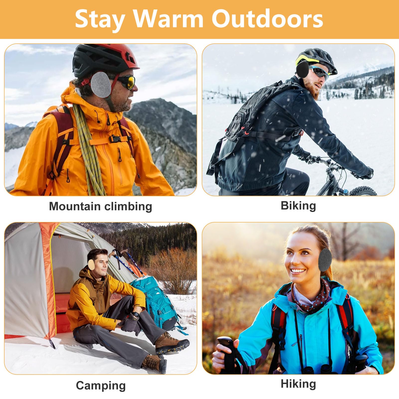 DELAESI 4 Paar Ohrenwärmer Ohrenschützer Winter Ohrenwärmer Damen Herren Flaumig Ohrenwärmer Fahrradhelm Verdickte Warme Ohrwärmer für Outdoor Aktivitäten