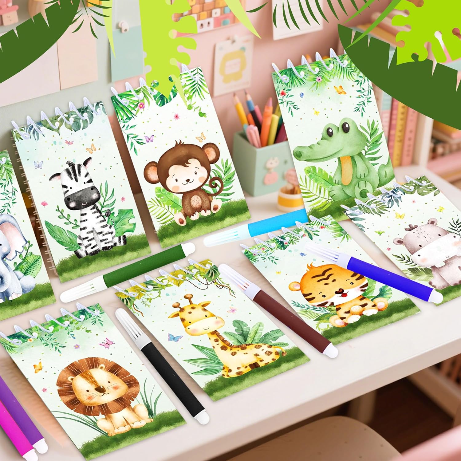 Safari Animals Mini Notepads Bulk Jungle Animal Small Memo Pad Spiral Notebooks Jungle Safari Birthday Party Favors Pocket Notepad for Office School - Image 3