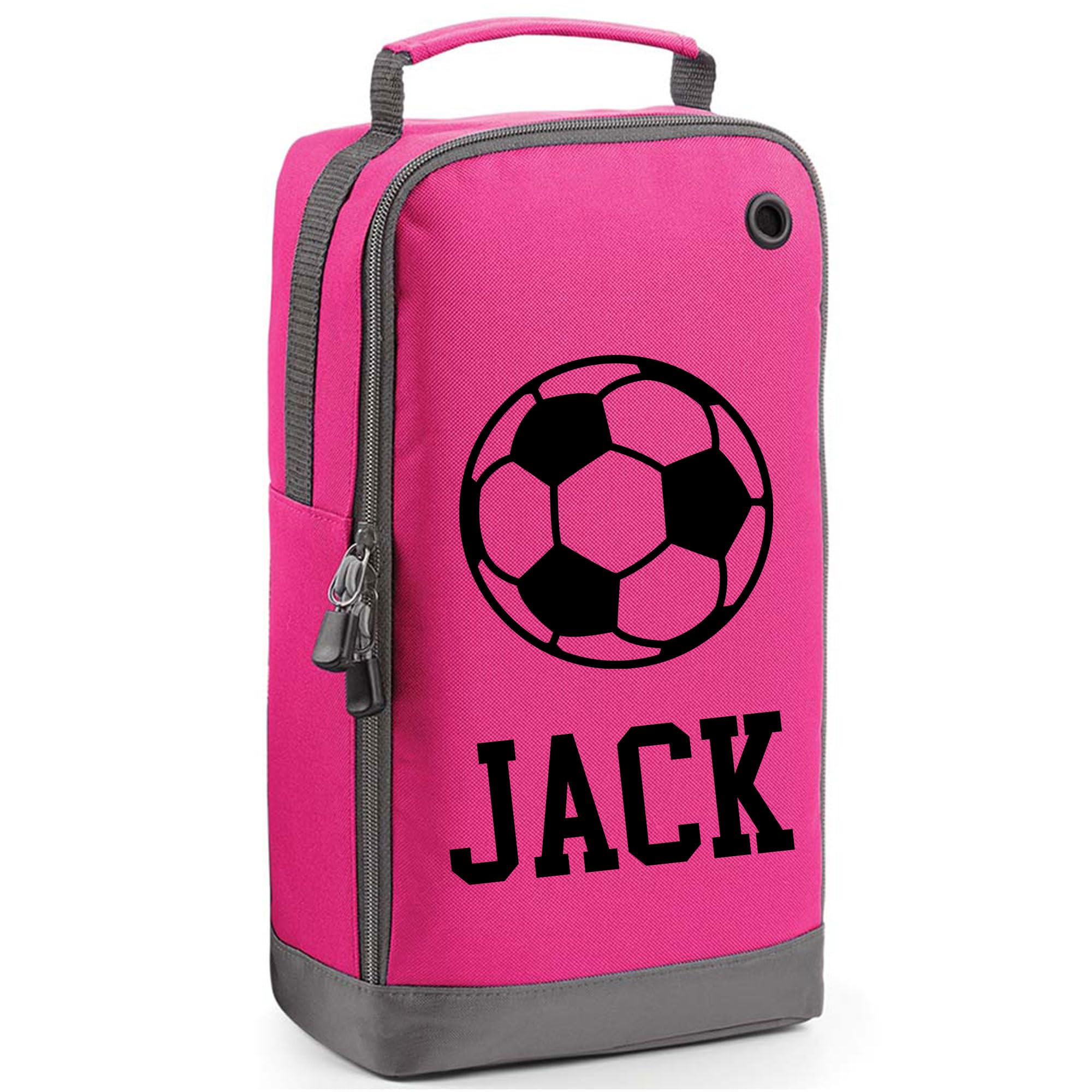Personalised Football Boot Bag With Name - Footballer Gift Shoe Sports Bag With Foot Ball Design - Pink