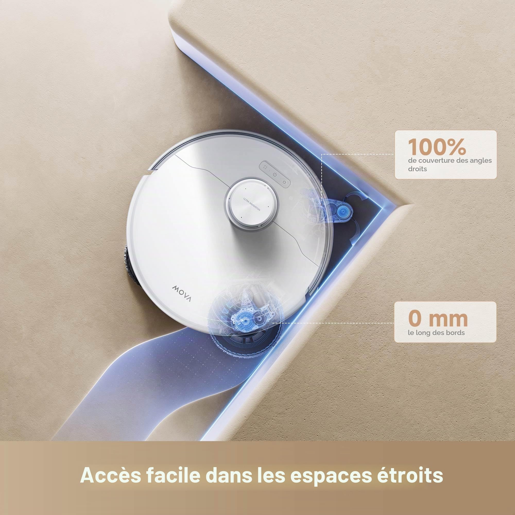 MOVA Aspirateur Robot combiné P50 Pro Ultra, 19 000 Pa, Brosse Anti-enchevêtrement, serpillère 75 ℃, tête de Brosse de Rechange 3 en 1 avec Support, autonomie de la Batterie 30D, Argent
