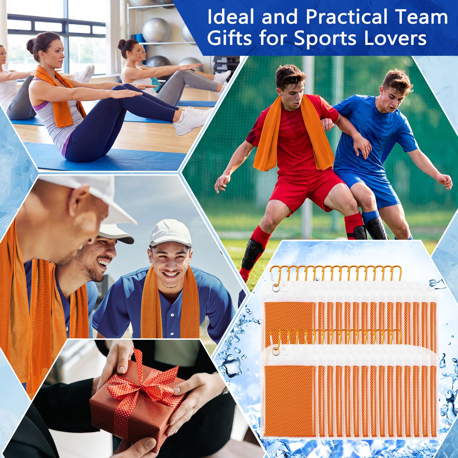 Paquete de 30 Toallas refrescantes con Bolsas de 40 x 12 Pulgadas, Toallas Reutilizables para el Cuello, Ideales para Equipos Deportivos, gimnasios, Eventos, Correr, Golf, Yoga, AC